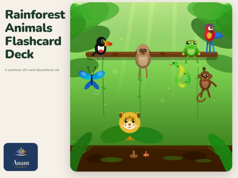 Rainforest Animals Flashcard Deck