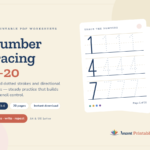 Number Tracing 1-20 Worksheets – Printable Handwriting & Counting Practice for Kindergarten