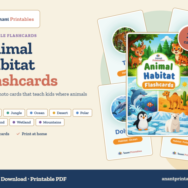 Animal Habitat Flashcards – Printable Set of 14 Cards for Kids