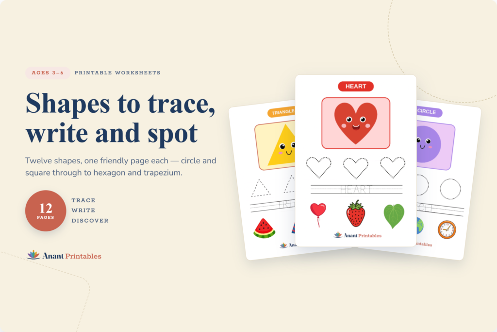 Cover image - Shape worksheets for kids
